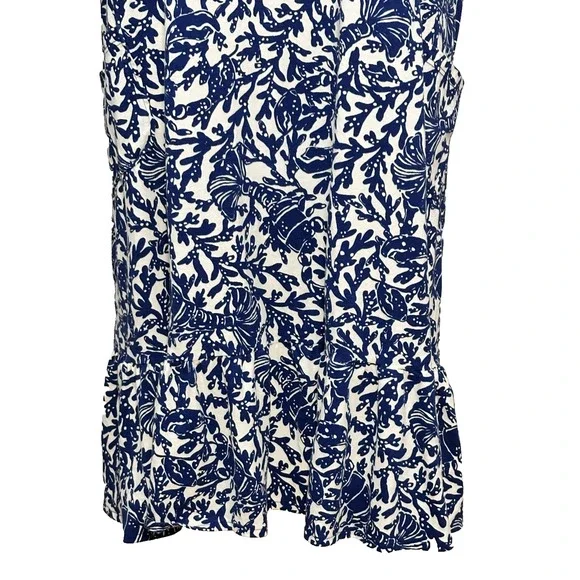 Lilly Pulitzer Blue White Pima Cotton Lobster Print Flounce Dress XXL Pockets - Picture 3 of 8